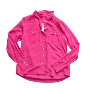 J.Crew Blythe Silk Blouse Neon Pink 10 NWT